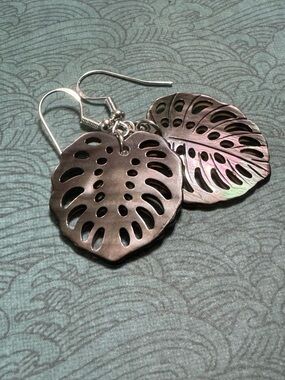 TROPICAL LEAF MOTHER OF PEARL EARRINGS